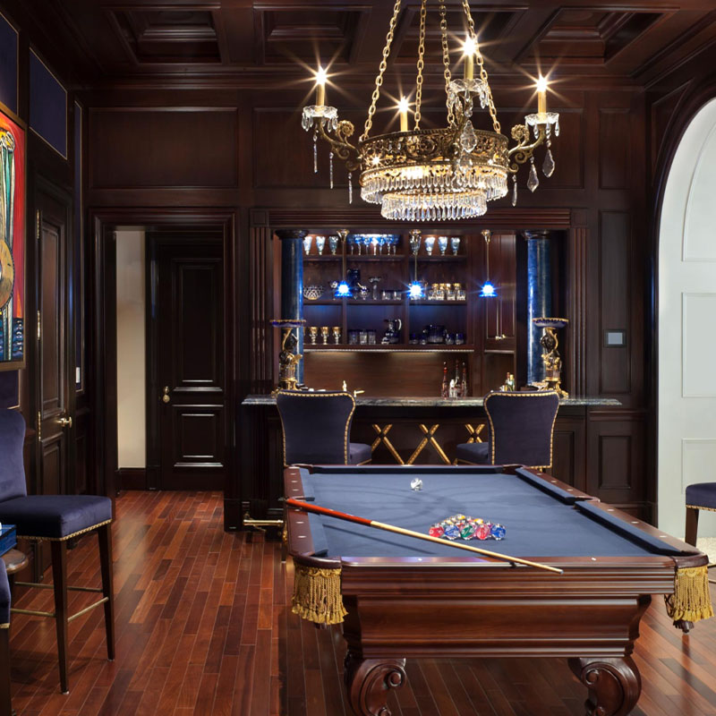 Luxury pool table in fancy room